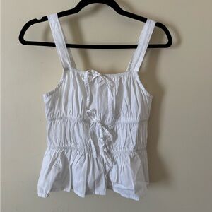 White Sleeveless Tie-Front Peplum Top - Women